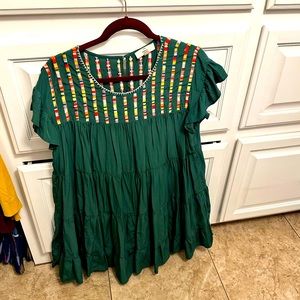 Hunter green beautiful dress.